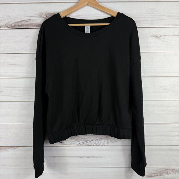 90 Degrees by Reflex Womens Black Pullover Cropped Sweatshirt Size L EUC - Picture 2 of 7